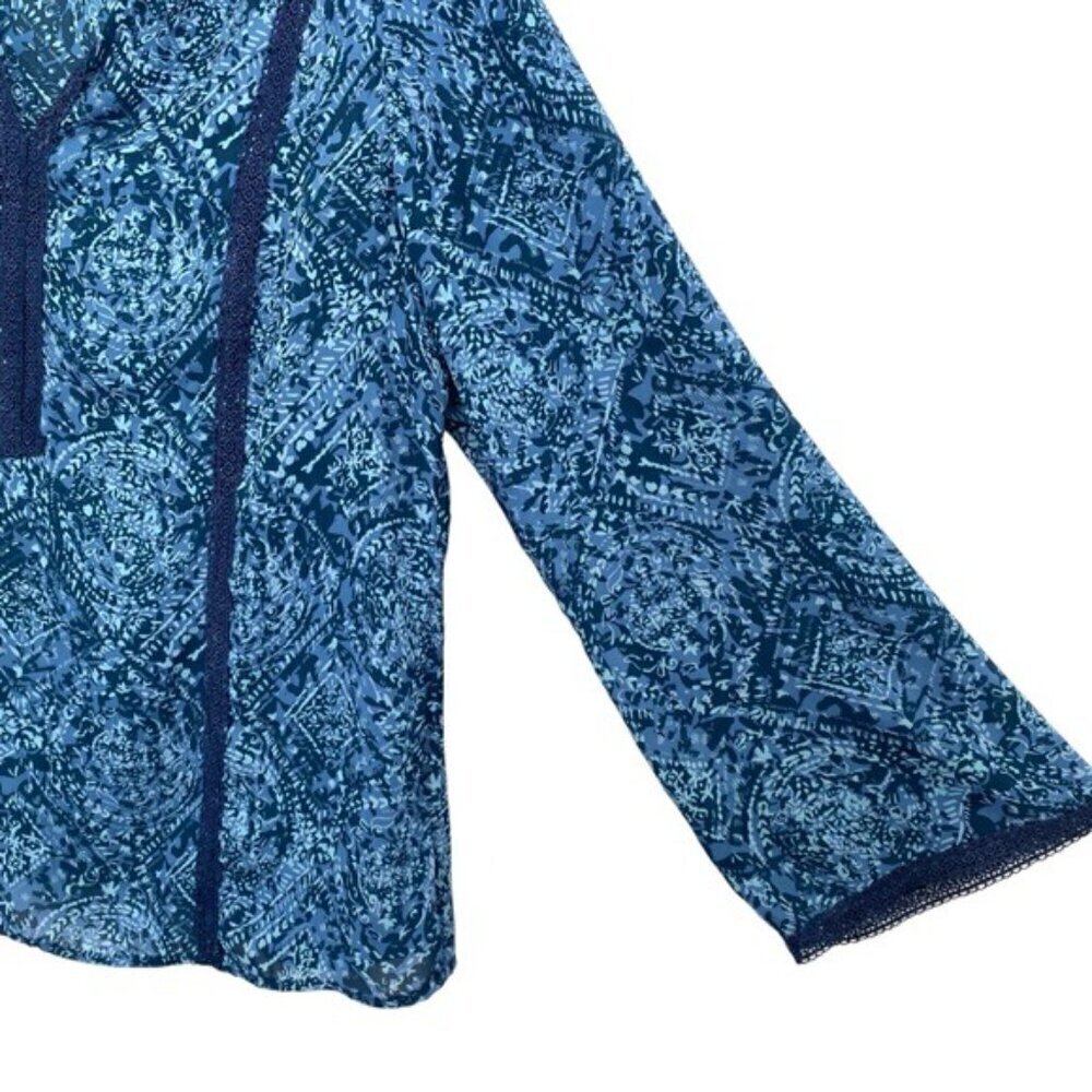 Lane Bryant Blue Sheer Boho Blouse Top - Picture 6 of 6